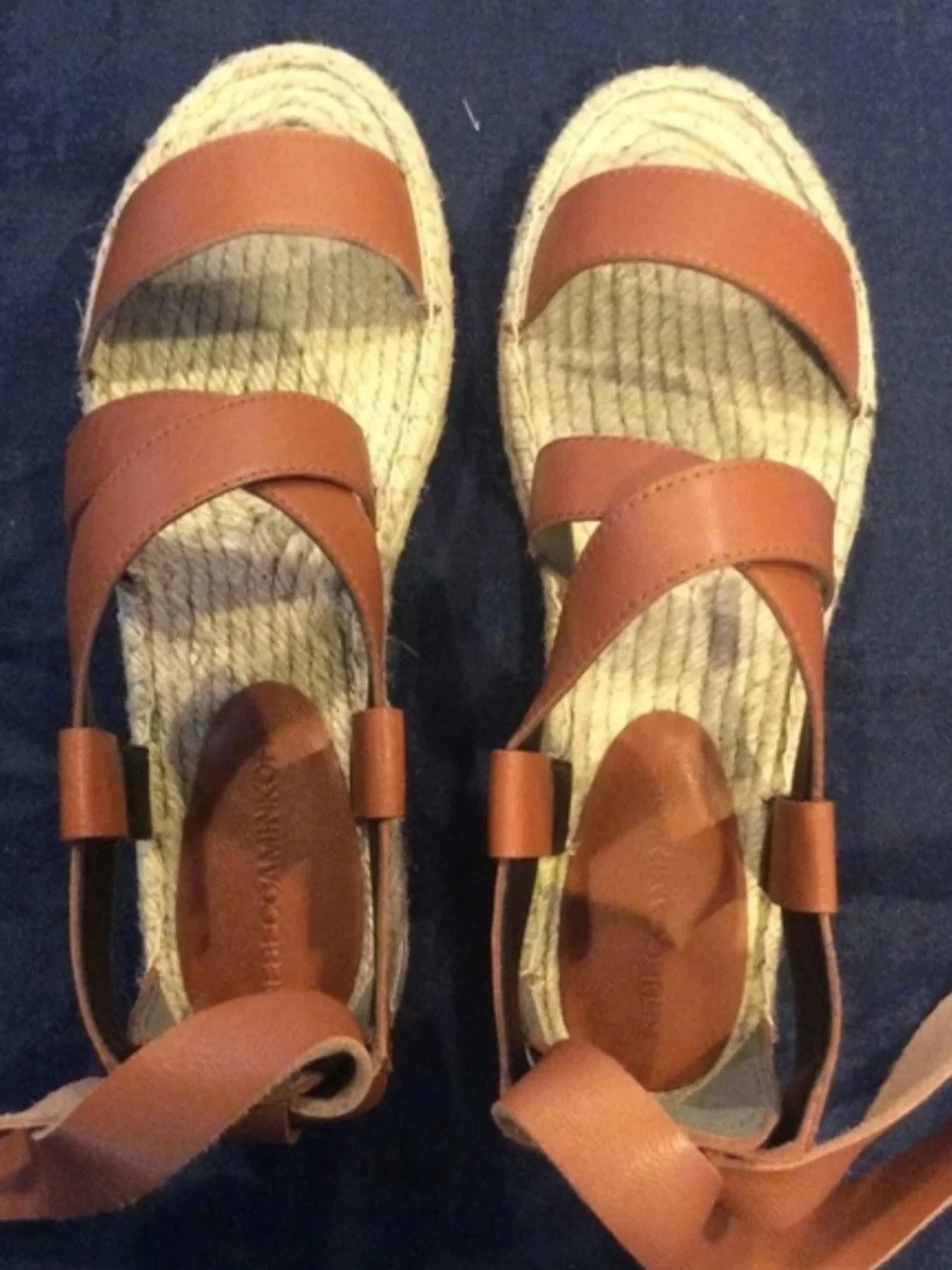 Rebecca Minkoff Tan Leather Espadrille Sandals